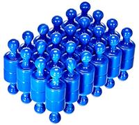 Blue Skittle Magnet for Fridge, Office, Whiteboard, Noticeboard, Filing Cabinet - 12mm dia x 20mm tall - Pack of 48