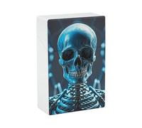 Blue Skull and Bones Cigarette Case 85mm King Size, Crushproof Plastic Cigarette Box Holder for Men Women Cigar Protective Cover Waterproof Cigarettes Holder 20 Capacity