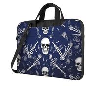 Blue skull and bones Laptop Bag Shockproof Computer Carrying Case with Shoulder Strap Messenger Shoulder Bag Briefcase, Black, 13 inch