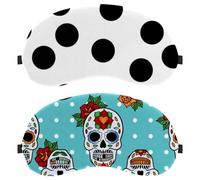 Blue Skull Polka Dot 2-Pack Light-Blocking Soft Breathable Sleep Mask Eye Patch Eye Cover