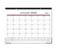 Blue Sky 2020 Monthly Desk Pad Calendar, Two-Hole Punched, Ruled Blocks, 22"" x 17"", Classic Red, 111294-20