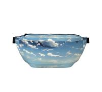 Blue Sky And White Clouds Crossbody Waist Bag.Large Capacity, Waterproof And Dustproof, Secure Zipper, Suitable For Travel And Outdoor Activities., Black, One Size