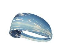 Blue sky and white clouds Elastic Exercise Headband Light Comfort Absorb Sweat Breathable for Outdoor Sports Wearing