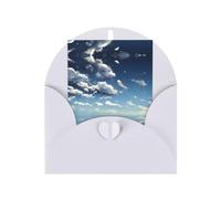 Blue sky and white clouds Greeting card, blank inner page, includes envelope, 10 cm x 15 cm, for anniversary and party invitations.