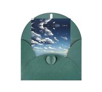 Blue sky and white clouds Greeting card, blank inner page, includes envelope, 10cm x 15cm.