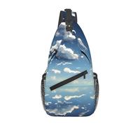 Blue sky and white clouds It is a casual crossbody bag for men with high storage capacity and a patch pocket on each side.