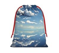 Blue sky and white clouds Print Holiday Drawstring Bag, Treat Pouch Wrap,Reusable Event Favor,Daily Storage Bag S