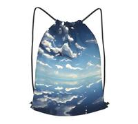 Blue sky and white clouds Printed Sports Drawstring Backpack Fitness Travel Backpack Suitable For Gym And Travel, Black, M