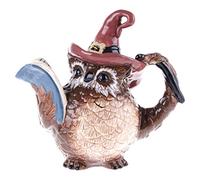 Blue Sky Ceramic Halloween Witch Owl Teapot, 10" x 6" x 9.25"