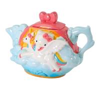 Blue Sky Clayworks Hello Kitty & Unicorn Mystical Teapot, Ceramic, 10" L x 4.75" W x 7" H, Cloud-Rider Pour