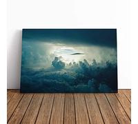 Blue Sky Clouds | Canvas Wall Art Print | Framed & Ready to Hang Picture | Modern Home Decor for Living Room, Bedroom, Kitchen or Office | 36x24 Inches