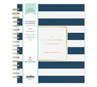 BLUE SKY Designer for Blue Sky 2023 Daily and Monthly Planner, 8" x 10", Frosted Cover, Wirebound, Navy Stripe (142098), 8'' x 10''
