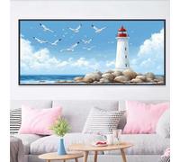 Blue Sky Diamond Art Kits Adults, Large Diamond Painting Kits for Adults Lighthouse, Full Drill Cross Stitch Embroidery Pictures Arts Paint by Number, Gifts Giving and Stress Relief 40 x 80 cm C-5867