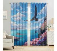 Blue Sky Energy Saving Blackout Curtains W 43" x L 84.6" Ocean Eagle 3D Print Eyelet Drapes Thermal Insulated Noise Reducing Room Darkening Bedroom and Living Room Pack of 2
