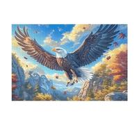Blue Sky Flying Bald Eagle 1000 Piece Jigsaw Puzzle for Adults Magical Cosmic Creatures Meditation Aid Mindful Practice Detailed Design for Yoga Enthusiasts 1000 PCS