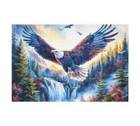 Blue Sky Flying Bald Eagle 1000 Piece Jigsaw Puzzle for Adults Radiant Whimsical Menagerie Jigsaw Weekend Get Together Activity Whimsical Design for Friends Stress Buster 1000 PCS