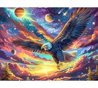 Blue Sky Flying Bald Eagle 300 Piece Count Premium Jigsaw Puzzle Vibrant Fantasy Animals For Adults Teens 14+ Concentration Training Indoor Game Family Game Night 300 PCS/40x28cm