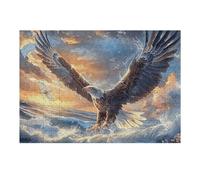 Blue Sky Flying Bald Eagle 300 Piece Jigsaw Puzzle for All Ages Animal Pet Wildlife Idea Spooky Fun High Resolution Print Home Decor Stress Relief 300 PCS