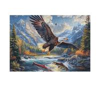 Blue Sky Flying Bald Eagle 300 Piece Jigsaw Puzzle for All Ages Birthday Party Activity Group Fun High Resolution Print Home Decor Entertainment 300 PCS