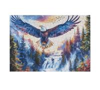 Blue Sky Flying Bald Eagle 300 Piece Jigsaw Puzzle for All Ages Birthday Party Activity Group Fun High Resolution Print Home Decor Entertainment 300 PCS