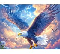 Blue Sky Flying Bald Eagle 300 Piece Pack DIY Jigsaw Puzzle Colorful Fantasy Wildlife Collectors Cognitive Development Educational Decorative Puzzle Gifts for Adults Premium Cardboard 300 PCS/40x28cm