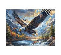 Blue Sky Flying Bald Eagle 500 Piece Jigsaw Puzzle for Adults Teens Animal Pet Doll Study Room Decor Focus Training Vibrant Colours Great Gift for Scholars 500 PCS