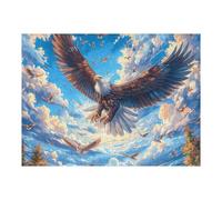 Blue Sky Flying Bald Eagle 500 Piece Jigsaw Puzzle for All Ages Animal Pet Wildlife Idea Dad Hobby Smooth Edges Stress Relief Home Decor 500 PCS