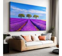 Blue Sky Lavender Field Horizontal Abstract Painting On Canvas Living Bedroom, Large Size 120 x 60 cm (L x W) Wall Art Modern Home Decor Realism Print Posters Frameless Canvas