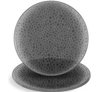 Blue Sky Organic 13" Hammered Black Transparent Plastic Charger Plates - 4 Count | Durable & Stylish for Elegant Dining Events