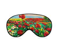 Blue Sky Poppy Sleep Mask Blindfold for Sleeping Elastic Blackout Eye Mask Cover for Full Night's Sleep Travel and Nap