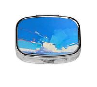 Blue Sky Print Pill Box, Compact Pill Organizer with Full-Print Design for Travel and Daily Use