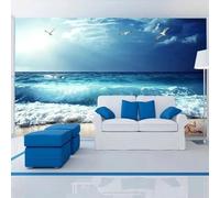 Blue Sky Sea Waves Flying Birds 3D Wallpaper Luxury Home Dining Decor Paste Sofa Living Room The Wall for Bedroom Mural-350cm×256cm