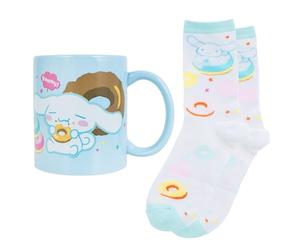 Blue Sky Studios Cinnamoroll Cute Mug & Sock Set, 350 ml Ceramic Mug, Size 4-7 Kawaii Socks, Hello Kitty & Friends Collectible Gifts