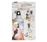 Blue Sky Studios Harry Potter Customisable Water Bottle Set, Colour-In Kawaii Design with 5 Pens & Carabiner Clip, 500ml Reusable Bottle Gift for Kids & Fans