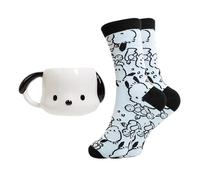 Blue Sky Studios Pochacco 3D Mug & Sock Set, 350 ml Porcelain Mug, Size 4-7 Kawaii Socks, Gift Set, Hello Kitty & Friends
