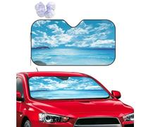 Blue Sky Tropical Seascape Car Windshield Sun Shade,Foldable Front Window Sun Visor Protector Uv Reflective Windshield Sunshade Covers Universal Car Accessories 51x27.5 Inch