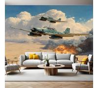 Blue Sky Wall Murals for Living Room War Fighter 3D Print Photo Wallpaper Luxury Design Modern Non-Woven Wall Mural Sofa TV Kids Bedroom Decoration 200 x 140cm