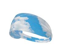 Blue Sky White Cloud Workout Sweatbands Adjustable Hairband For Basketball,Fitness Athletics Football, Yoga