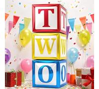 Blue Sky White Clouds 2nd Birthday TWO Balloon Boxes for boys