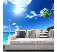 Blue Sky White Clouds Coconut Trees Beach Rocks 3D Wallpaper Luxury Home Dining Decor Paste Sofa Living Room The Wall for Bedroom Mural-400cm×280cm