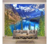 Blue Sky White Clouds Mountains Rivers Forest 3D Wallpaper Textured Silk Easy Install Living Room Sofa Bedroom Dining Room Home Decoration Wall-400cm×280cm