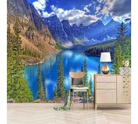Blue Sky White Clouds Mountains Rivers Forests 3D Wallpaper Premium Textured Silk Study Dining Living Room Bedroom Sofa TV Wall Easy Install-300cm×210cm