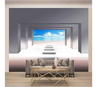 Blue Sky White Clouds Sea Space Extension 3D Wallpaper Luxury Home Dining Decor Paste Sofa Living Room The Wall for Bedroom Mural-200cm×140cm