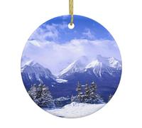 Blue Sky White Snow Mountain View Christmas Ceramic Ornaments For Women, Xmas Trees Decorations - Hanging Ornaments