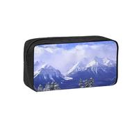 Blue Sky White Snow Mountain View Print Large Pencil Case Big Capacity Pen Case Durable Pencil Box Stationery Bag for Travel Makeup