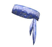 Blue Sky White Snow Mountain View Print Ninja Headbands,Adjustable Head Tie For Men, Sports Sweatband For Yoga Running Basketball