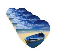 Blue sky yellow beach boat Car Air Fresheners Cards Set of 4 Pieces Personalized Car Fresheners Gifts for Men Women Auto Aromatherapy Tablets Hanging Scented Cards for Wardrobe Bathroom
