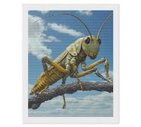 Blue Skys Grasshopper Insect Diamond Painting Kits Round Full Drill Cross Stitch Art Pictures for Home Wall Decor 16"x20"