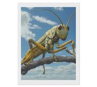 Blue Skys Grasshopper Insect Diamond Painting Kits Round Full Drill Cross Stitch Art Pictures for Home Wall Decor 12"x16"