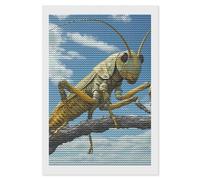Blue Skys Grasshopper Insect Diamond Painting Kits Round Full Drill Cross Stitch Art Pictures for Home Wall Decor 8"x12"